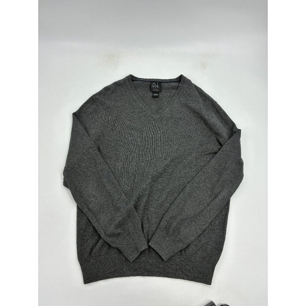 Jos A Bank Mens Size L Gray Traveler Collection V Neck Pullover Knit Sweater